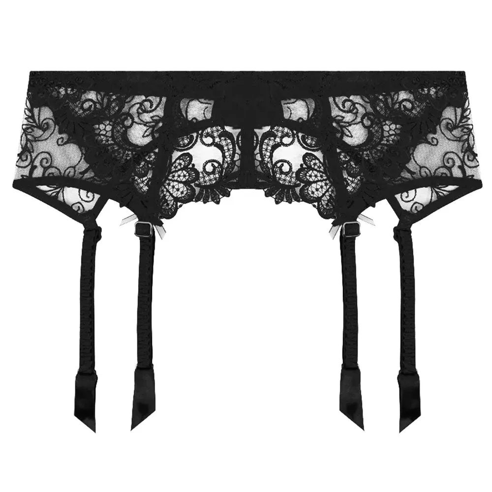 Lise Charmel 'Dressing Floral' Black Suspender Belt