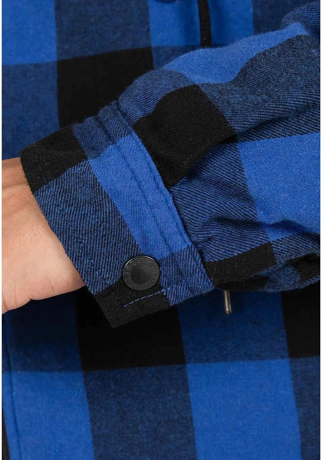 Lisskolo Men's Sherpa Flannel Jacket with Hood Plaid Zip Up Fleece Lined Hooded Shirt Jackets for Men