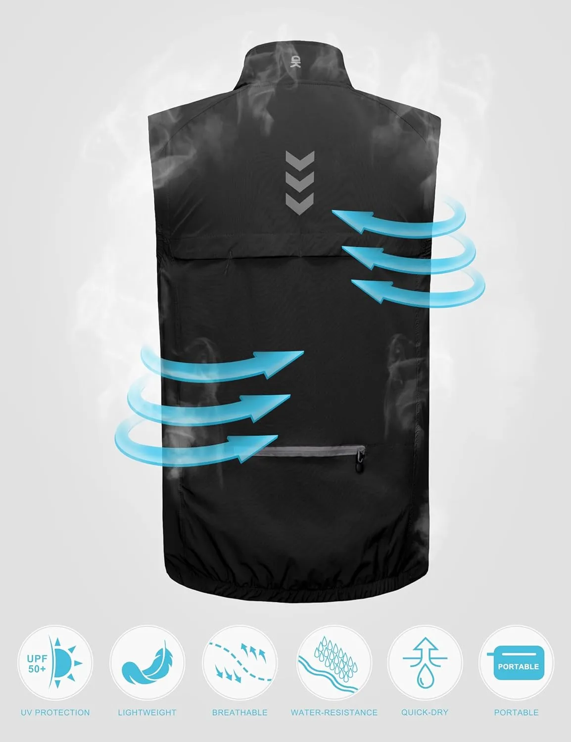 Little Donkey Andy Men's Quick Dry Vest Sleeveless Summer Stretchy Windproof Jacket for Golfing Cycling Running