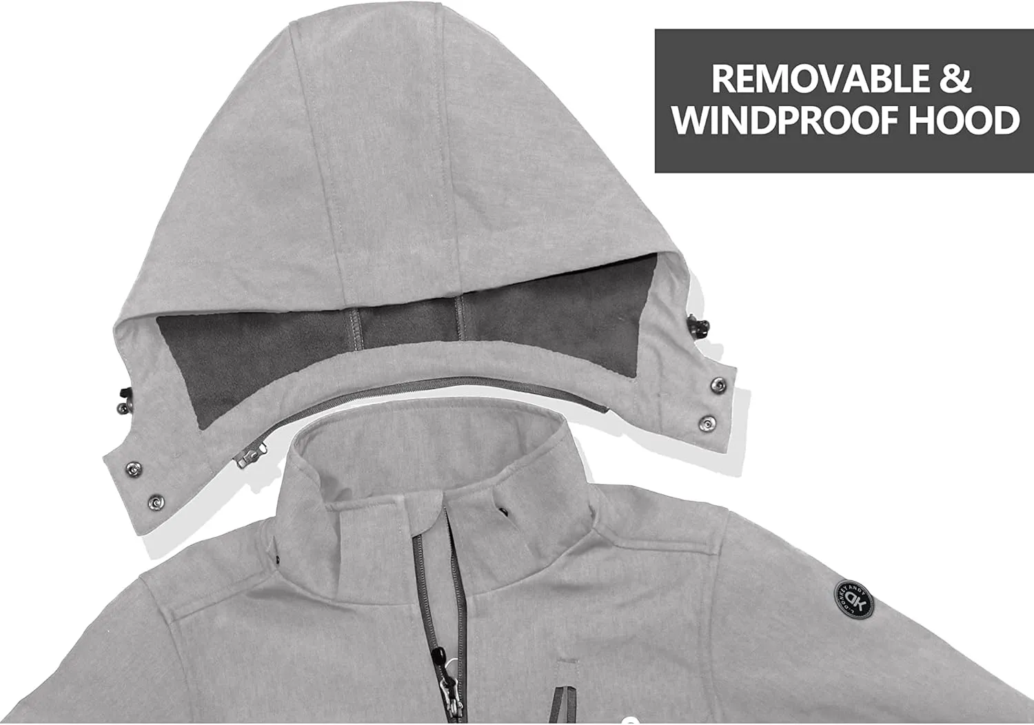 Little Donkey Andy Men's Softshell Jacket Ski Jacket with Removable Hood, Fleece Lined