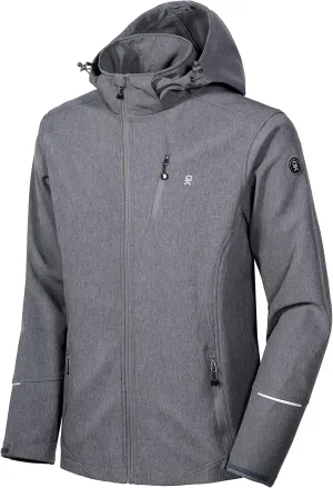 Little Donkey Andy Men's Softshell Jacket Ski Jacket with Removable Hood, Fleece Lined