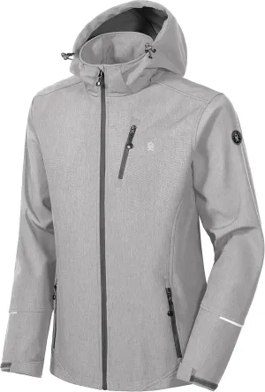 Little Donkey Andy Men's Softshell Jacket Ski Jacket with Removable Hood, Fleece Lined