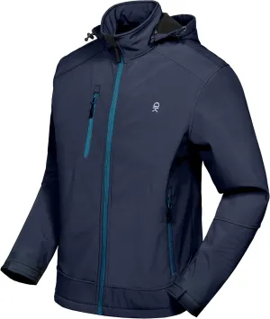 Little Donkey Andy Mens Softshell Jacket with Removable Hood, Fleece Lined