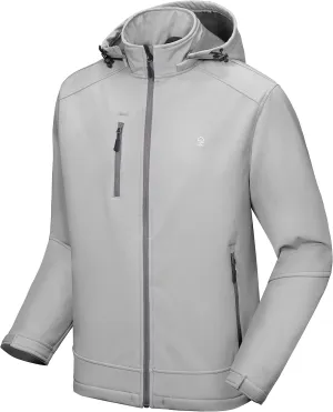 Little Donkey Andy Mens Softshell Jacket with Removable Hood, Fleece Lined