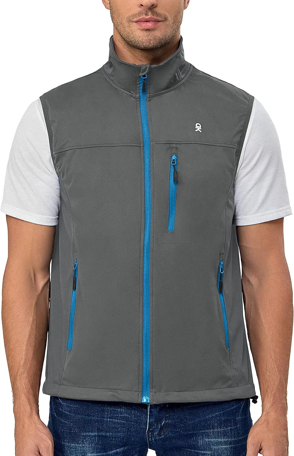 Little Donkey Andy Men's Softshell Vest, Lightweight Golf Vest Windproof Sleeveless Cycling Jacket for Running, Hiking