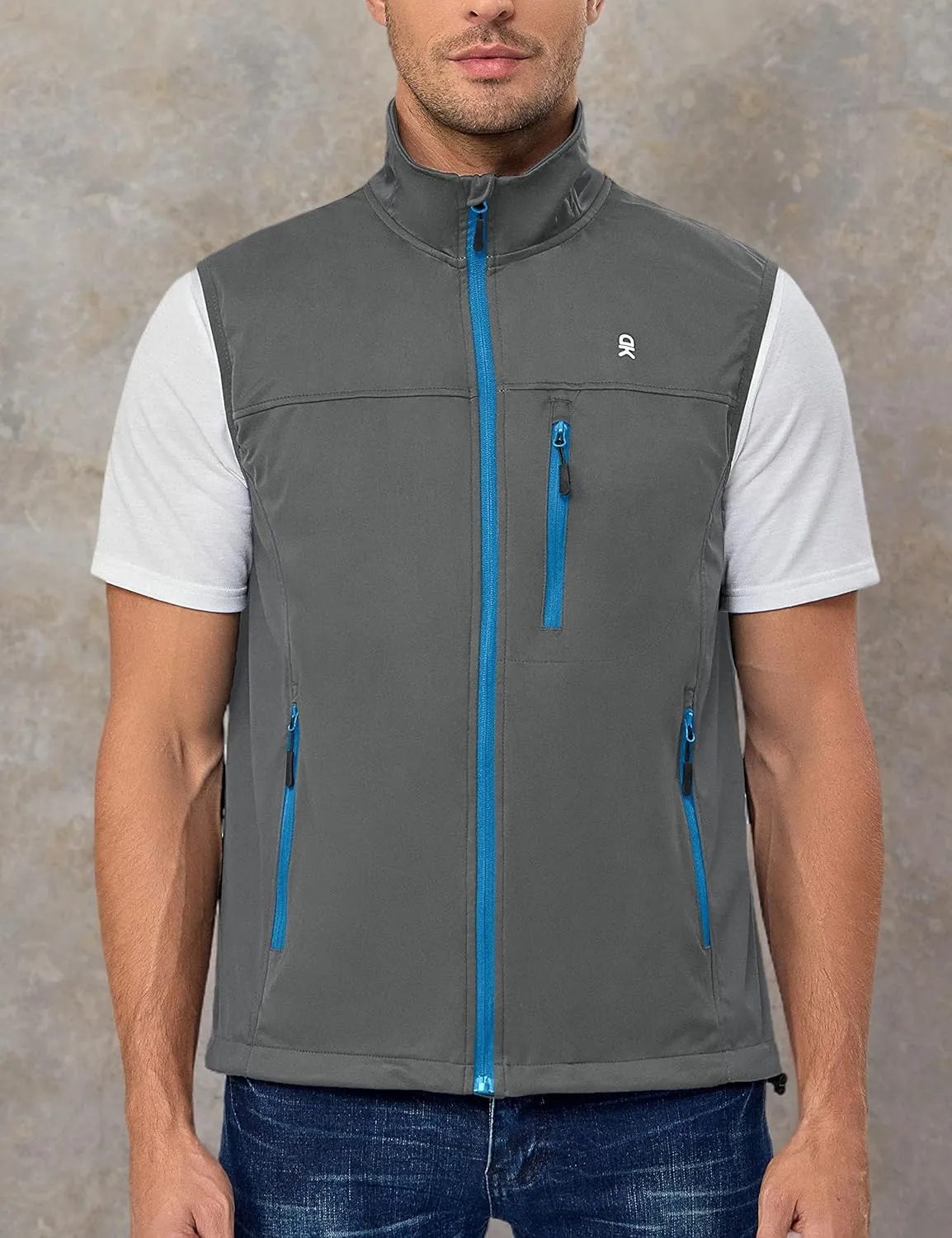 Little Donkey Andy Men's Softshell Vest, Lightweight Golf Vest Windproof Sleeveless Cycling Jacket for Running, Hiking