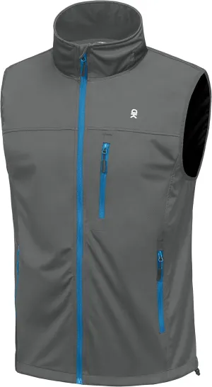 Little Donkey Andy Men's Softshell Vest, Lightweight Golf Vest Windproof Sleeveless Cycling Jacket for Running, Hiking
