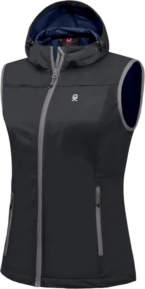 Little Donkey Andy Women's Lightweight Softshell Vest, Windproof Sleeveless Jacket for Running Hiking Travel