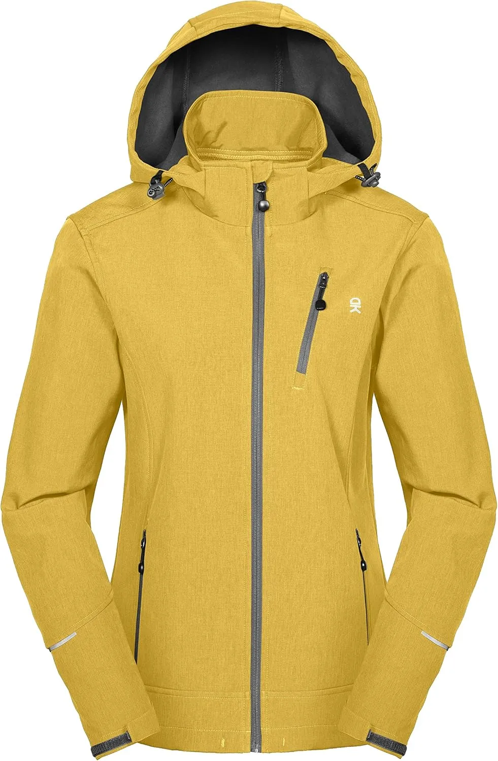Little Donkey Andy Women's Softshell Jacket Ski Jacket with Removable Hood, Fleece Lined