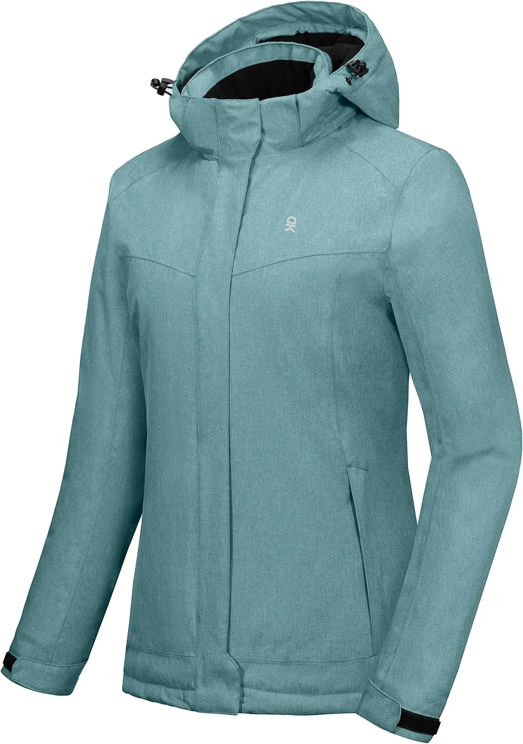 Little Donkey Andy Women's Waterproof Hiking Skiing Jacket with Removable Hood, Fleece Lined Winter Warm Rain Coat