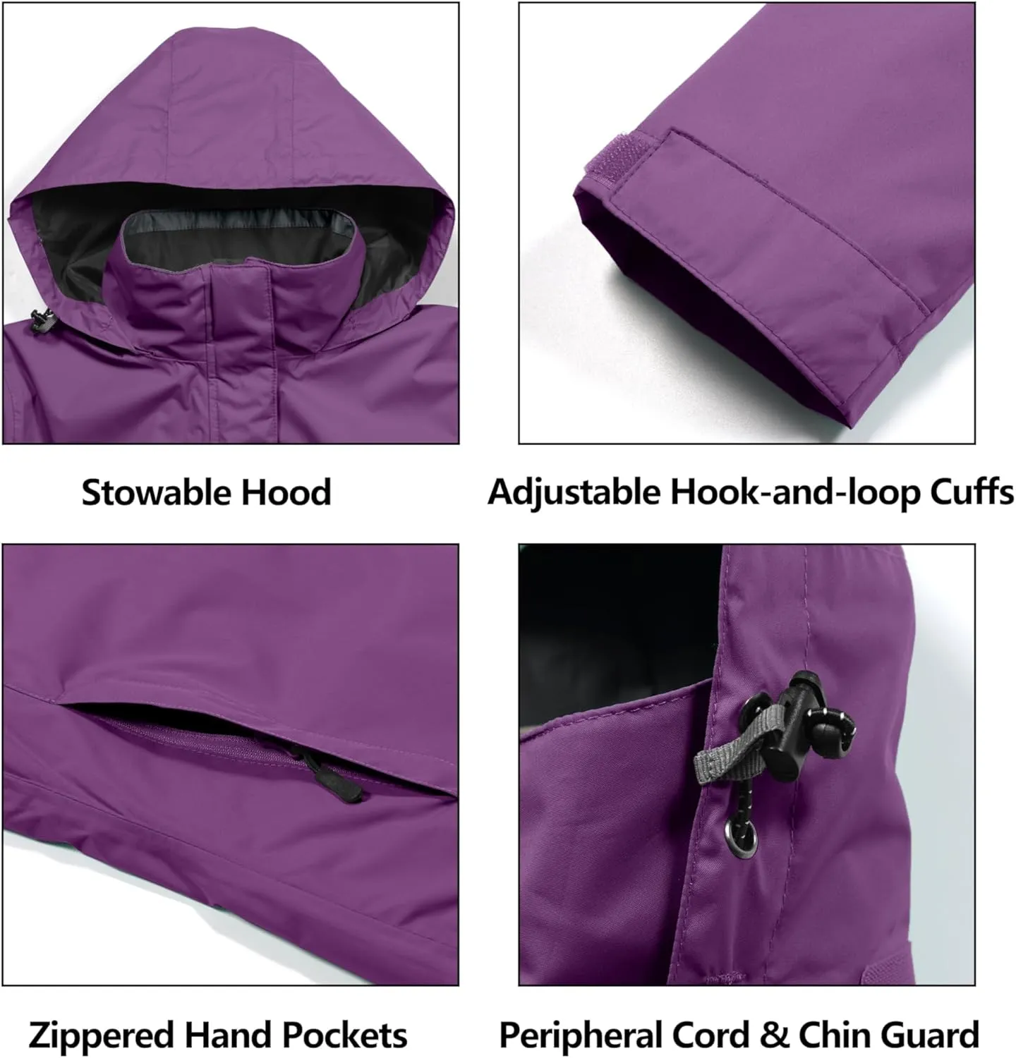 Little Donkey Andy Womens Waterproof Rain Jacket Lightweight Outdoor Windbreaker Rain Coat Shell for Hiking, Travel