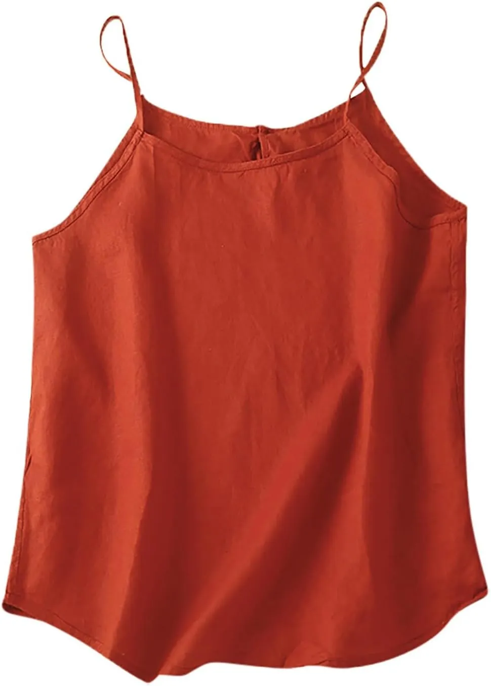 Lmdudan Womens Cotton Linen Camisole Tank Tops Causal O-Neck Sleeveless Top Summer Loose Fit Spaghetti Strap Cami Shirts Tees
