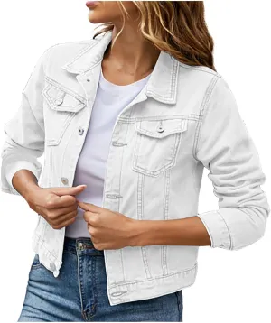 Lmdudan Women's Long Sleeve Button Down Wash Denim Jacket Ladies Retro Western Jean Jacket Winter Fall Coat Tops & Pockets