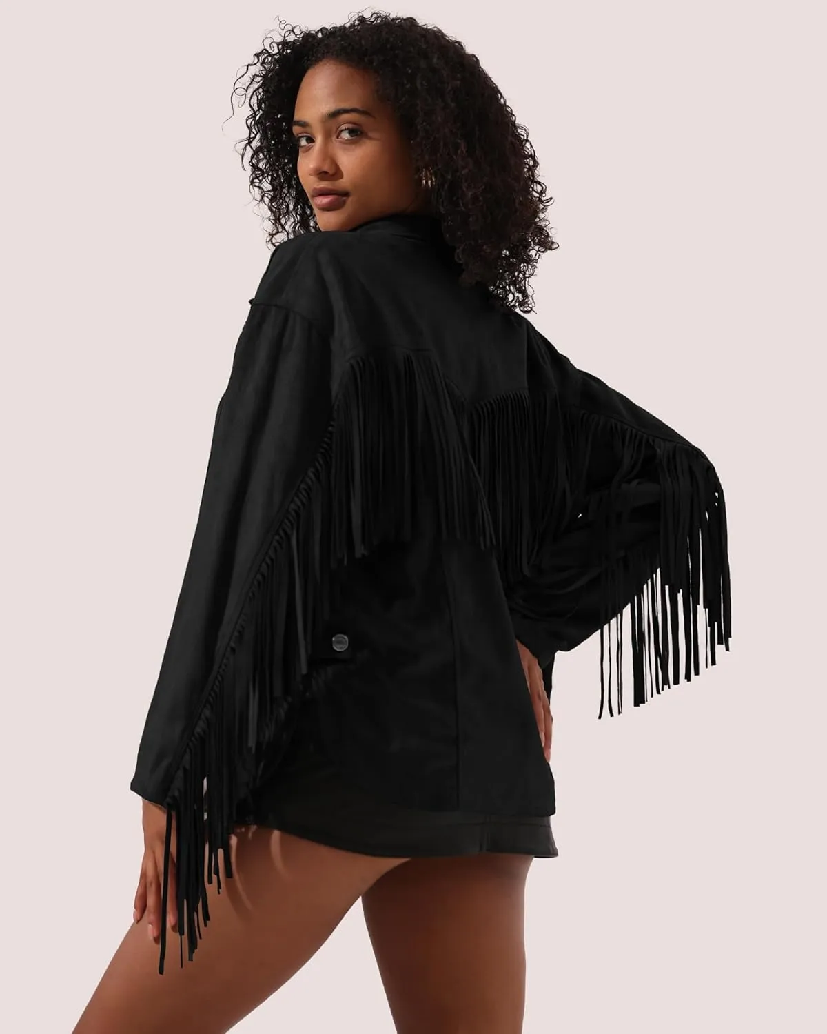 Locachy Women's Faux Suede Fringe Jacket Vintage Western Cowgirl Tassel Jackets Country Concert Outfits