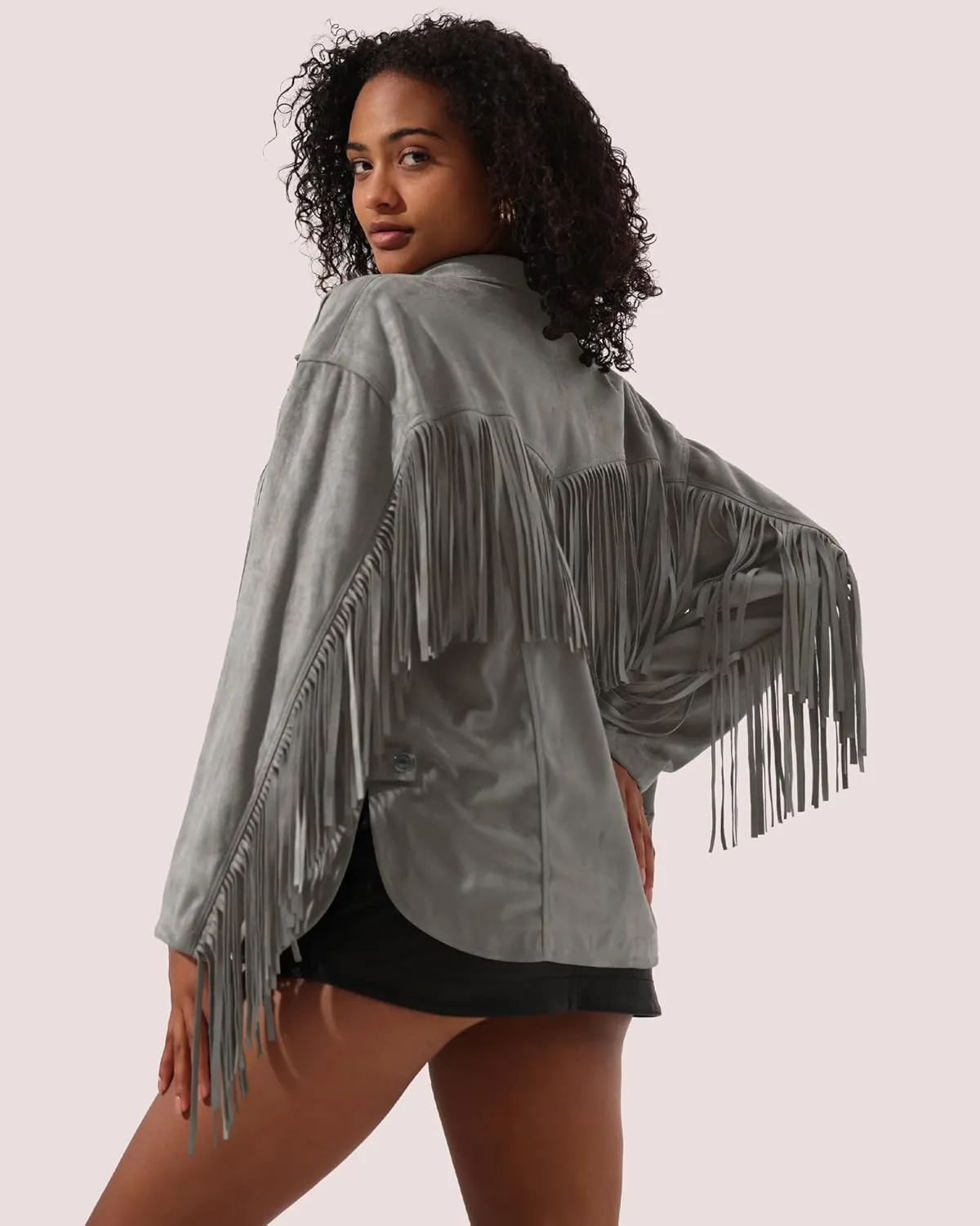 Locachy Women's Faux Suede Fringe Jacket Vintage Western Cowgirl Tassel Jackets Country Concert Outfits
