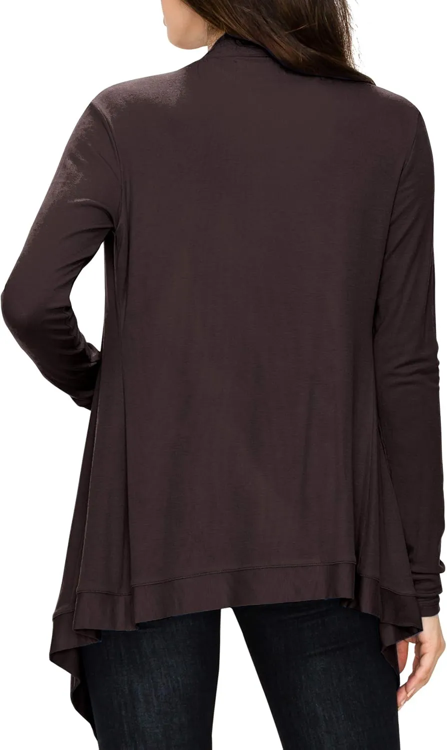 Lock and Love Women's Draped Front Open Asymmetrical Cardigan - Casual Long Sleeve Lightweight Duster
