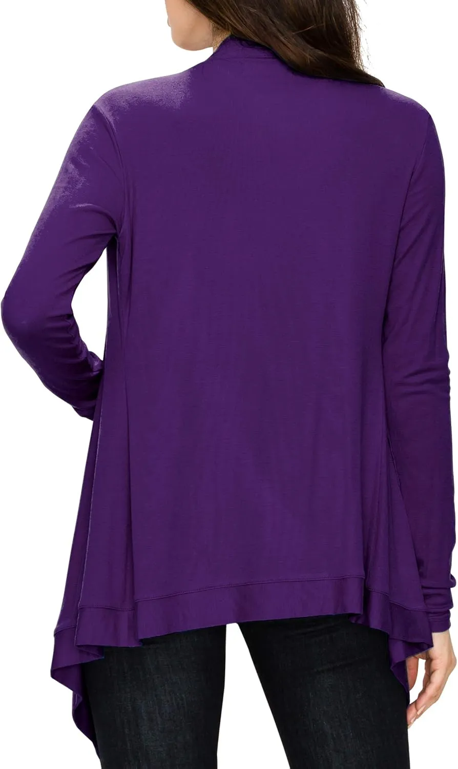 Lock and Love Women's Draped Front Open Asymmetrical Cardigan - Casual Long Sleeve Lightweight Duster