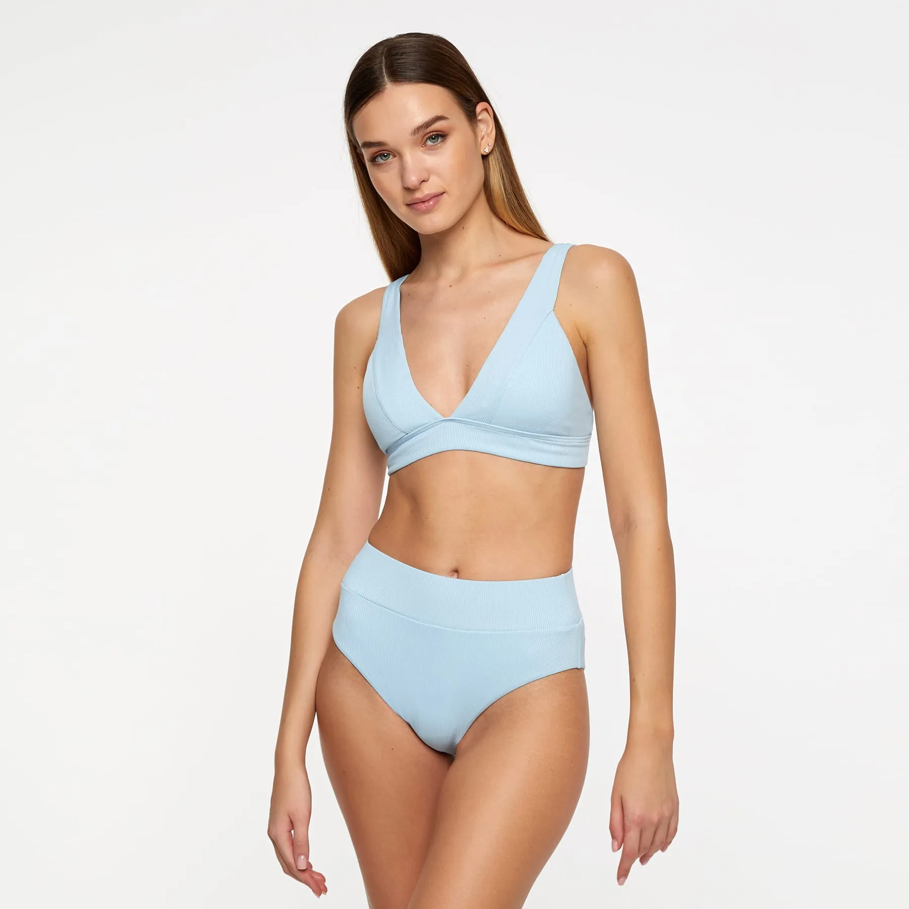 Lola Triangle Top FINAL SALE - Baby Blue Ribbed