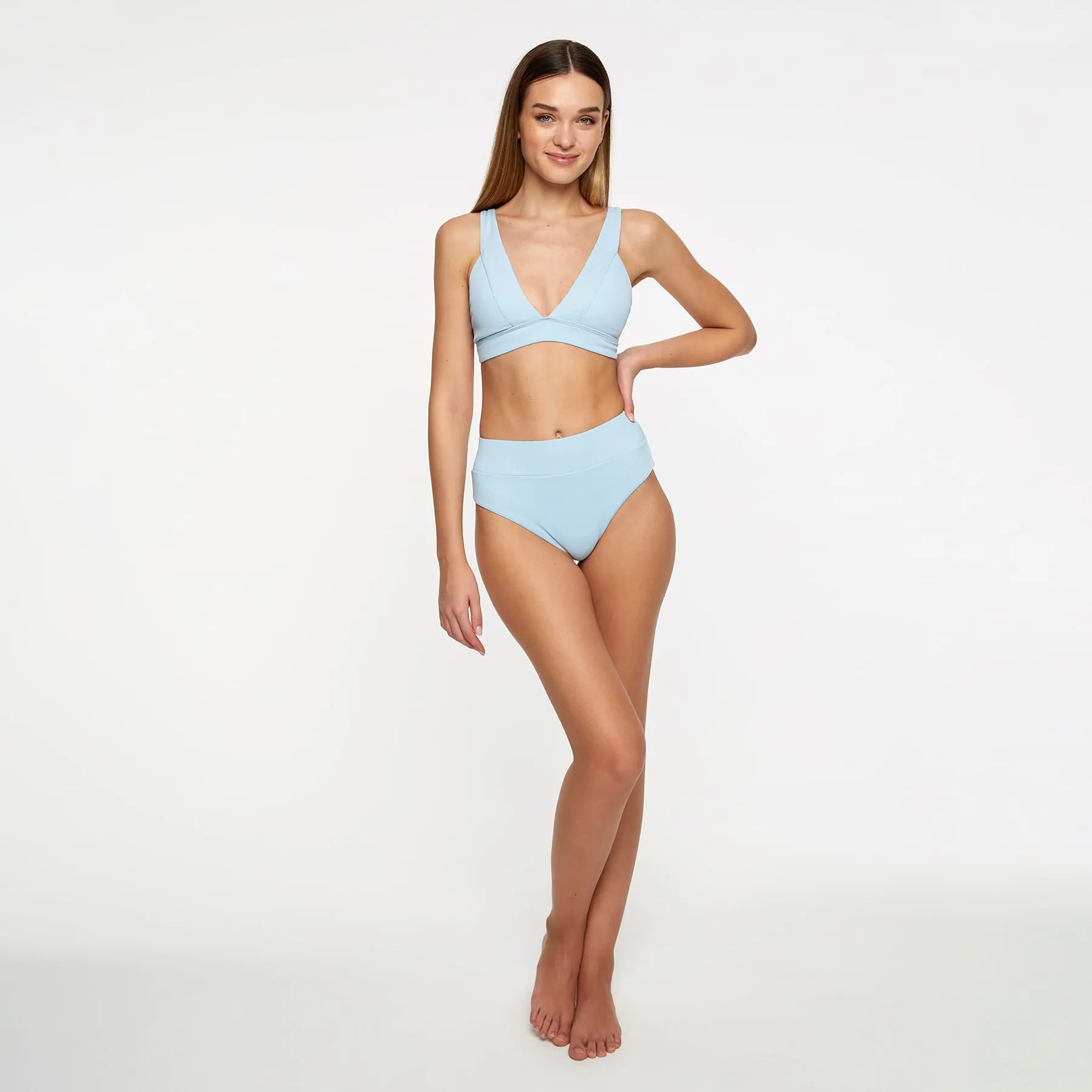 Lola Triangle Top FINAL SALE - Baby Blue Ribbed