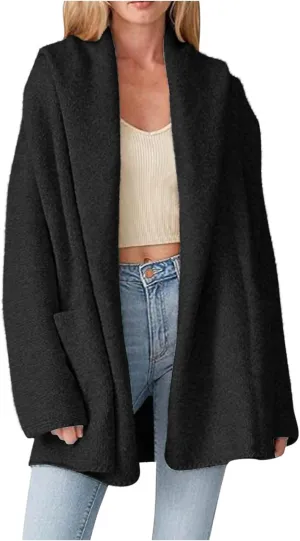 Long Cardigans for Women Shawl Collar Open Front Cardigans 2024 Slouchy Oversized Coatigan Knit Sweater with Pockets