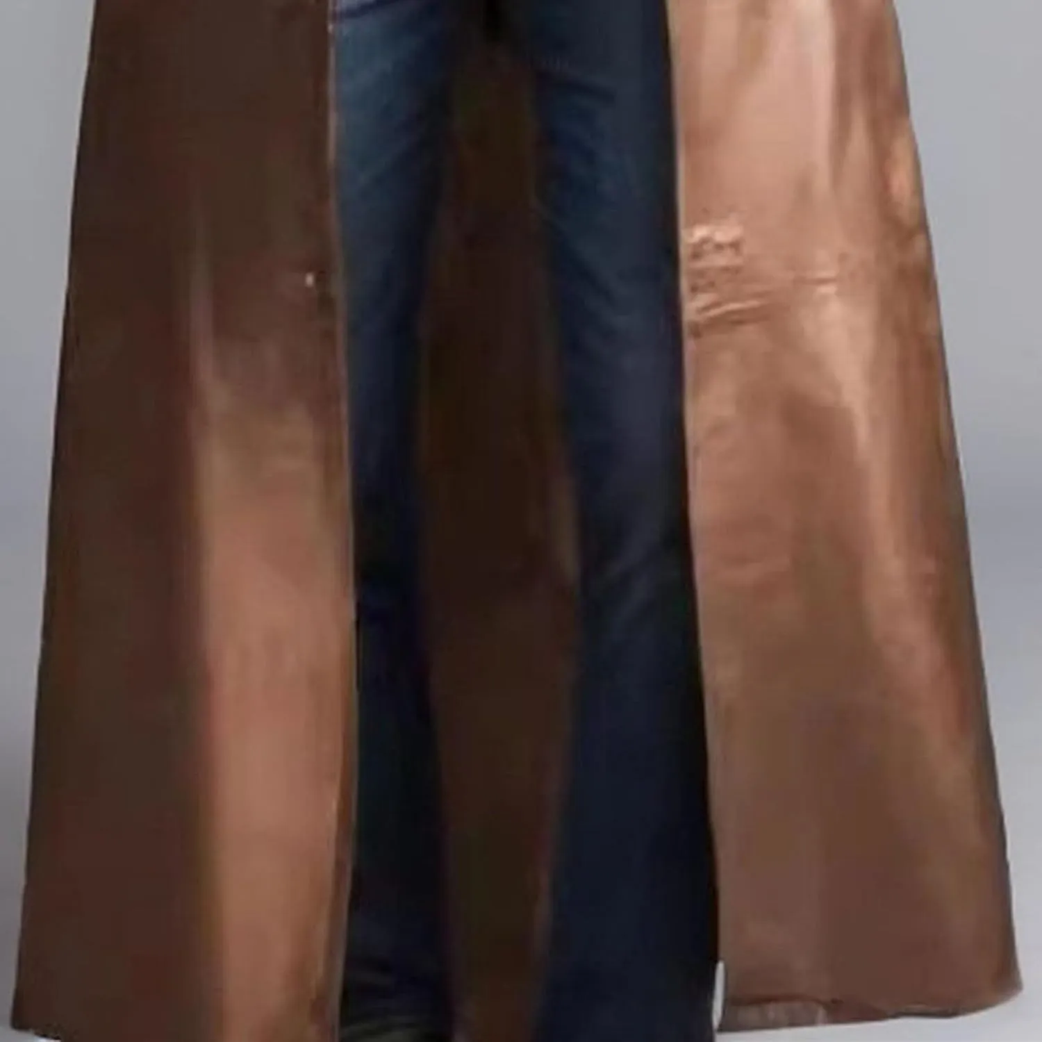 Long Leather Jakcet for Men Retro Slim Fit Motorcyle Trench Coat Full Length Faux Leather Overcoat Windbreaker