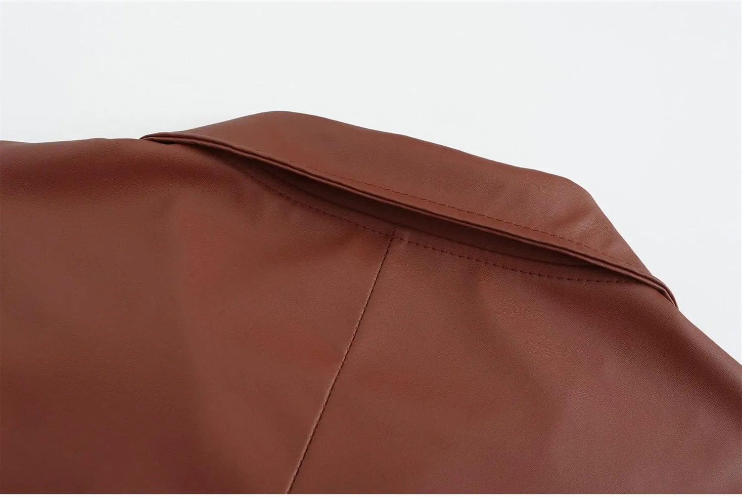 Long Leather Jakcet for Men Retro Slim Fit Motorcyle Trench Coat Full Length Faux Leather Overcoat Windbreaker