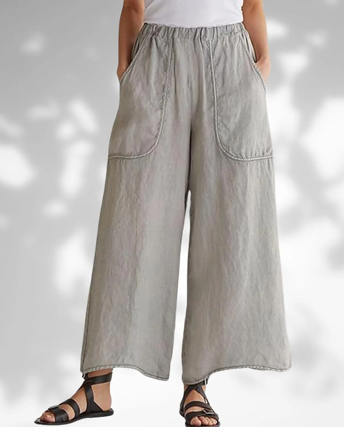 Long Pants for Womens High Waisted Straight Wide Leg Trousers Casual Loose Elastic Waist Palazzo Pants