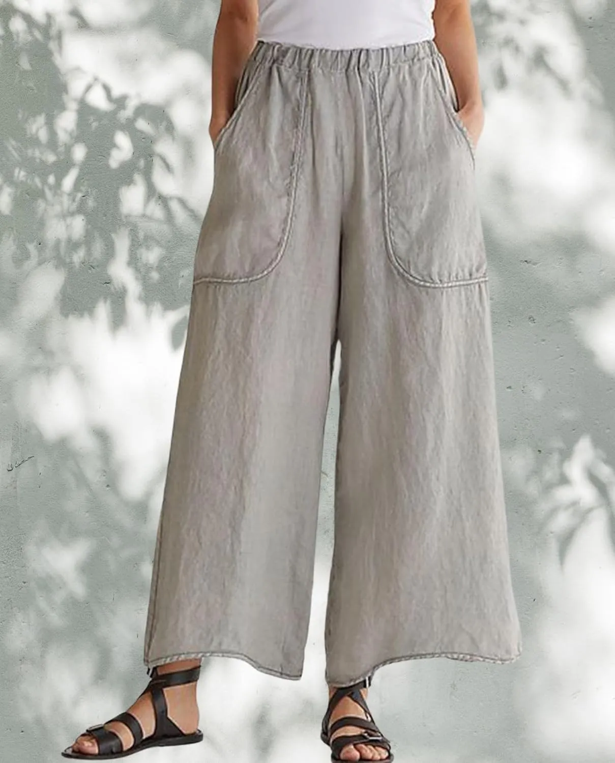 Long Pants for Womens High Waisted Straight Wide Leg Trousers Casual Loose Elastic Waist Palazzo Pants