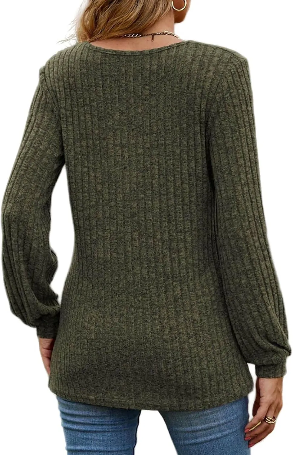 Long Sleeve Henley Knitted Tops for Women 2023 Fall Trendy Sweaters Casual Lightweight Solid Crewneck Tunic Jumpers