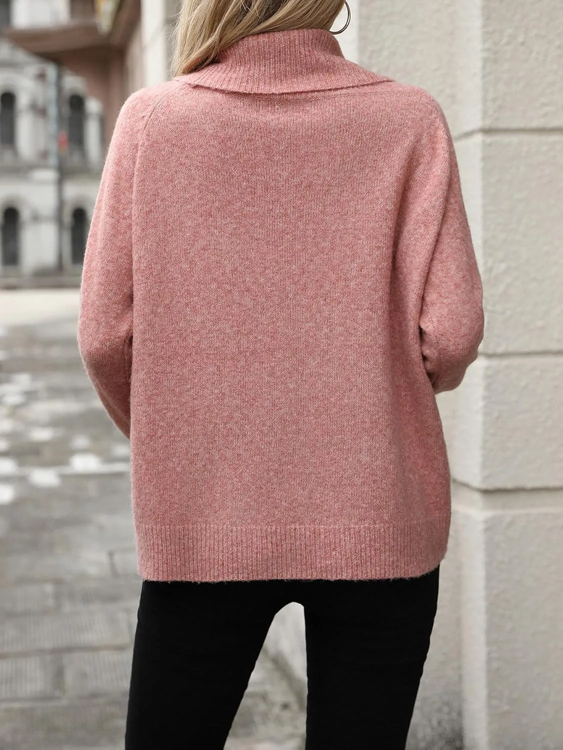 LOUSEA Women's Chunky Turtleneck Sweater Oversized Sweater Pullover Long Sleeve Casual Sweater Solid Color Sweatshirt