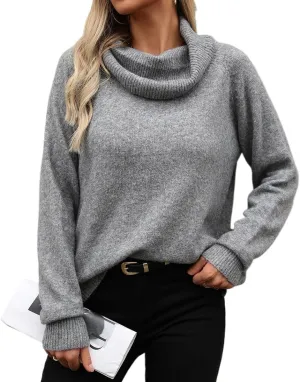LOUSEA Women's Chunky Turtleneck Sweater Oversized Sweater Pullover Long Sleeve Casual Sweater Solid Color Sweatshirt