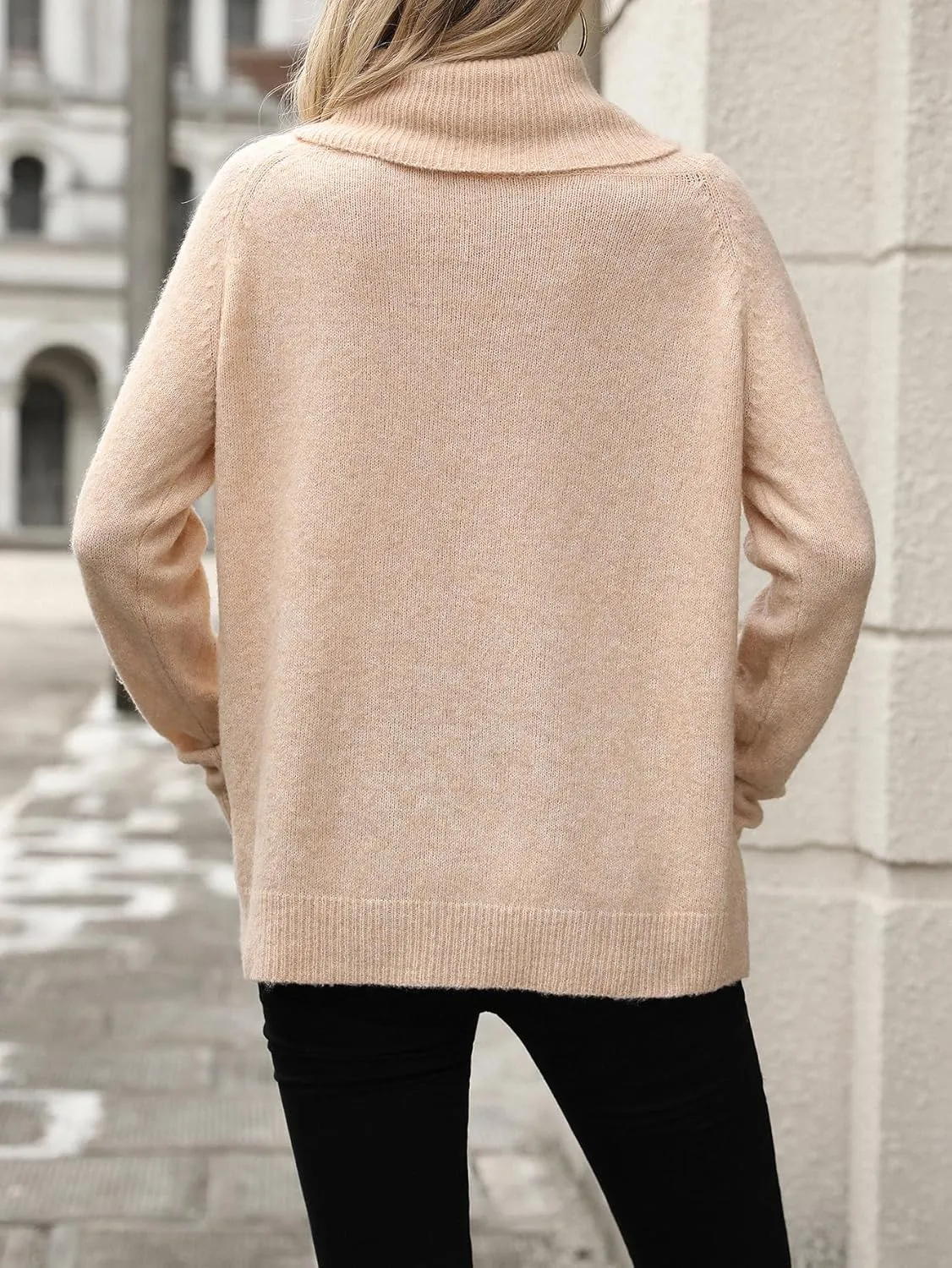 LOUSEA Women's Chunky Turtleneck Sweater Oversized Sweater Pullover Long Sleeve Casual Sweater Solid Color Sweatshirt