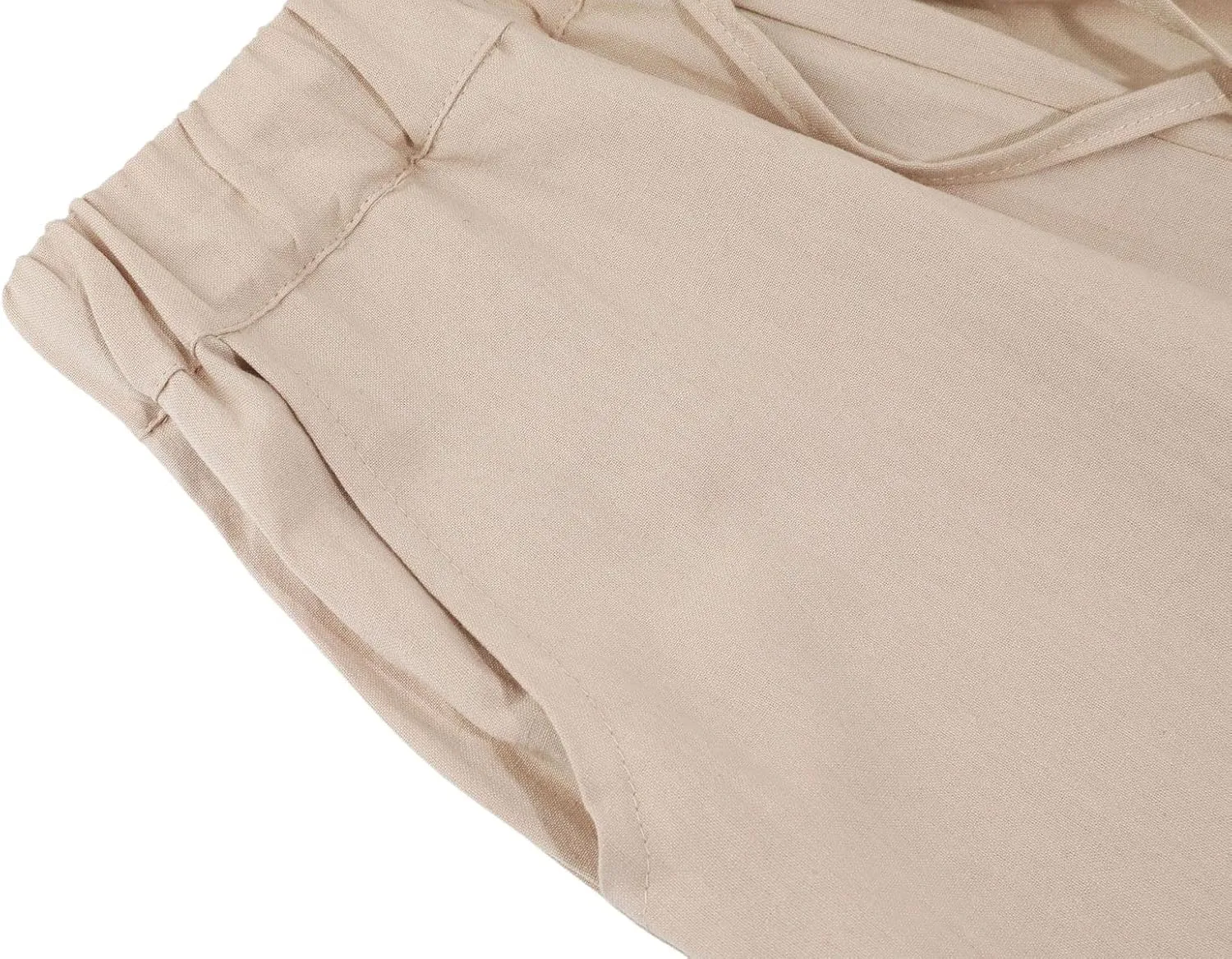 loveimgs Women's Casual Wide Leg Elastic Waist Loose Lightweight Summer Linen Beach Pants Drawstring