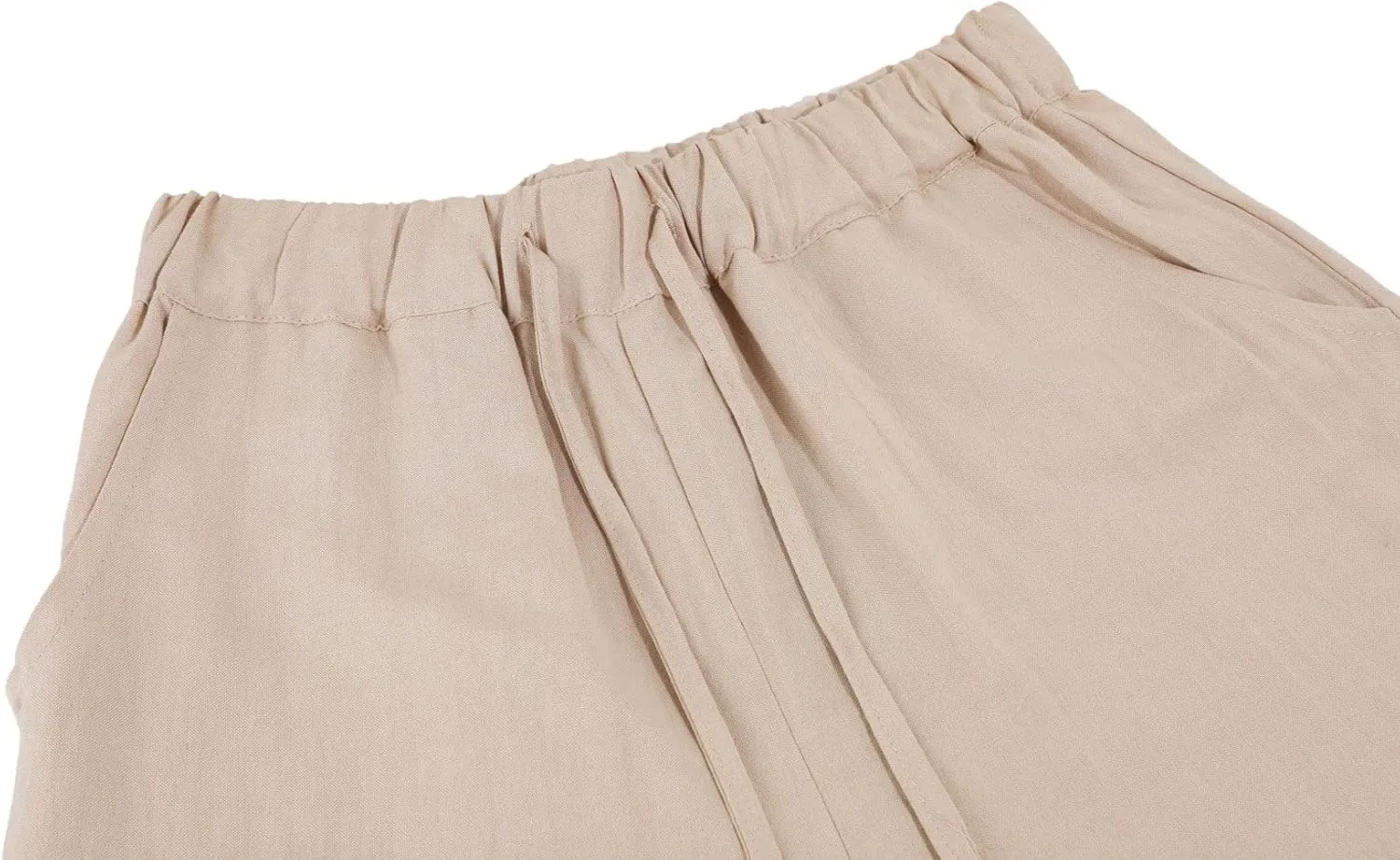 loveimgs Women's Casual Wide Leg Elastic Waist Loose Lightweight Summer Linen Beach Pants Drawstring