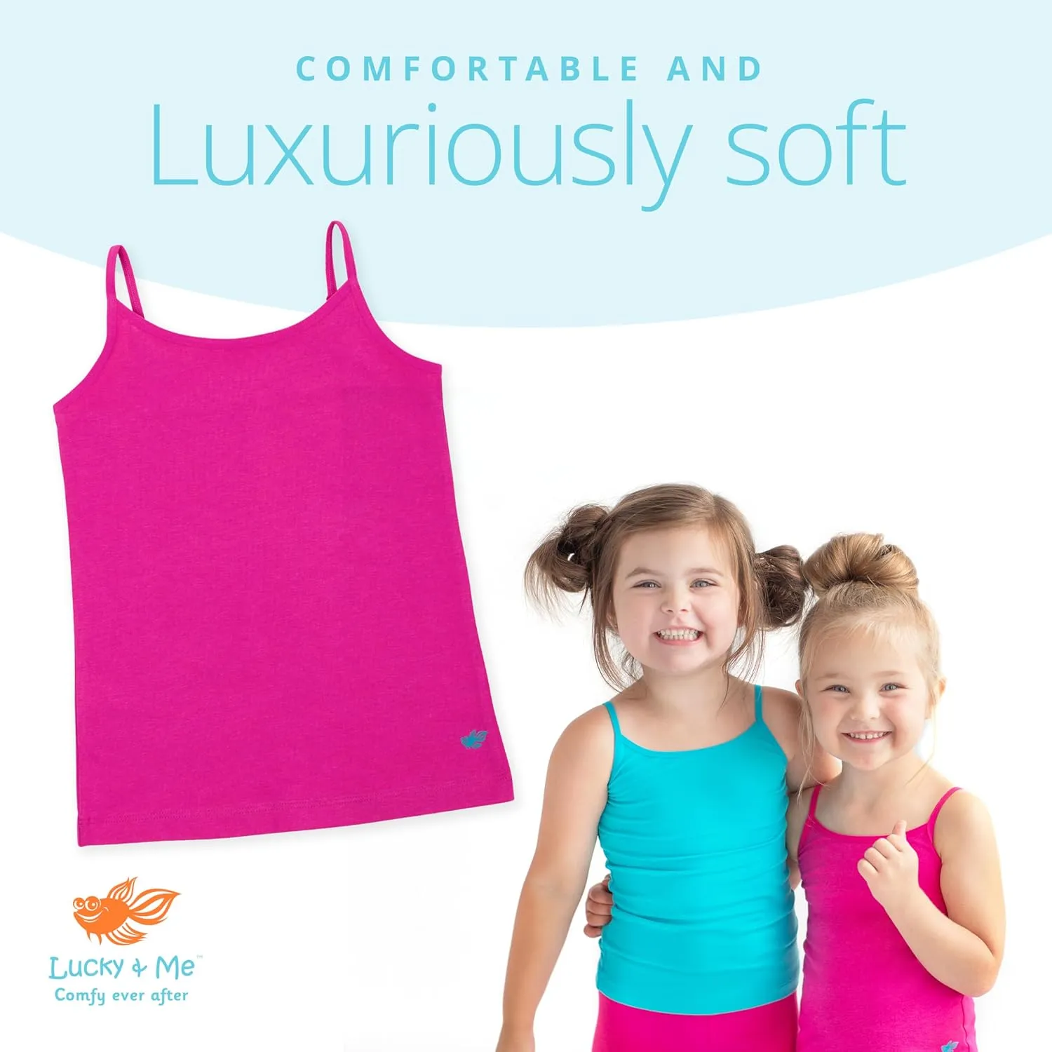 Lucky & Me | Emma Girls Camisoles | Longer Length w/Adjustable Straps | Tagless | Wear on Its Own Or Layering Top | 3-Pack
