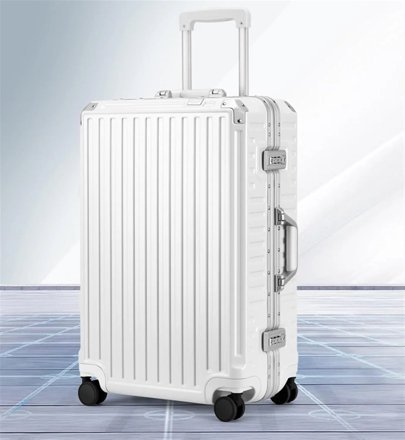 Luggage Hard Shell Checked Luggage With Aluminum FrameNo Zipper Suitcase With Spinner Wheels Trolley Suitcase (Color : E, Size : 20in)