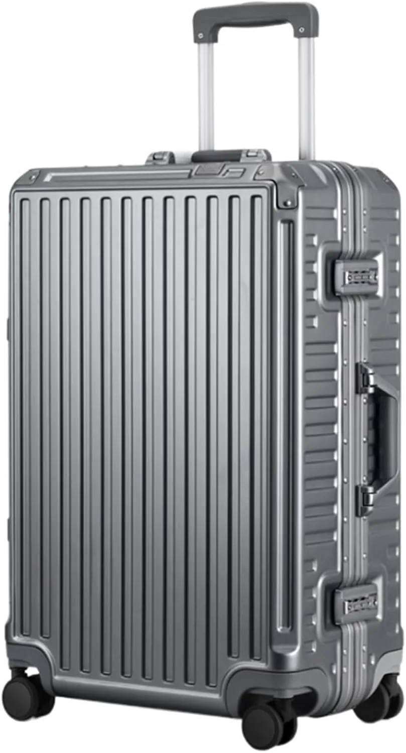 Luggage Hard Shell Checked Luggage With Aluminum FrameNo Zipper Suitcase With Spinner Wheels Trolley Suitcase (Color : E, Size : 20in)