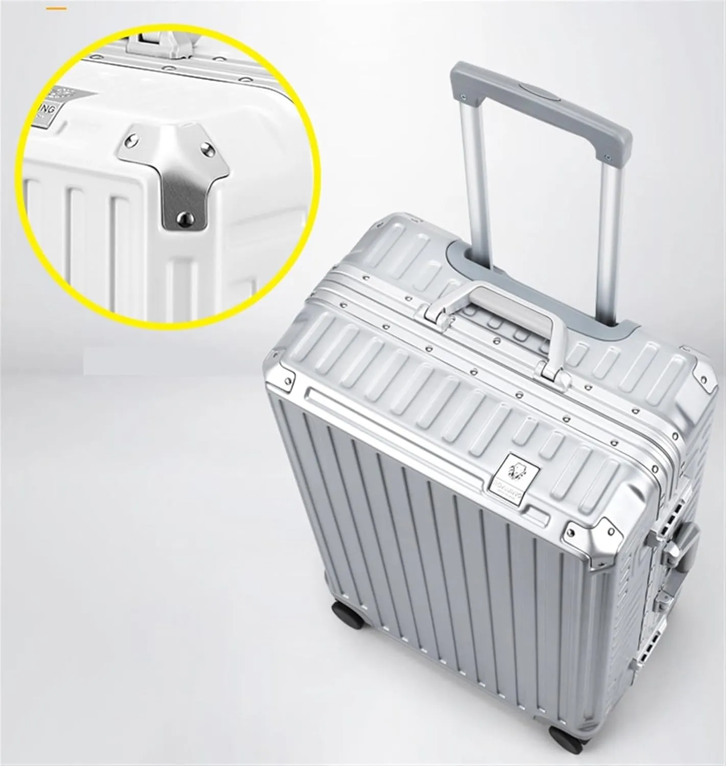 Luggage Hard Shell Checked Luggage With Aluminum FrameNo Zipper Suitcase With Spinner Wheels Trolley Suitcase (Color : E, Size : 20in)