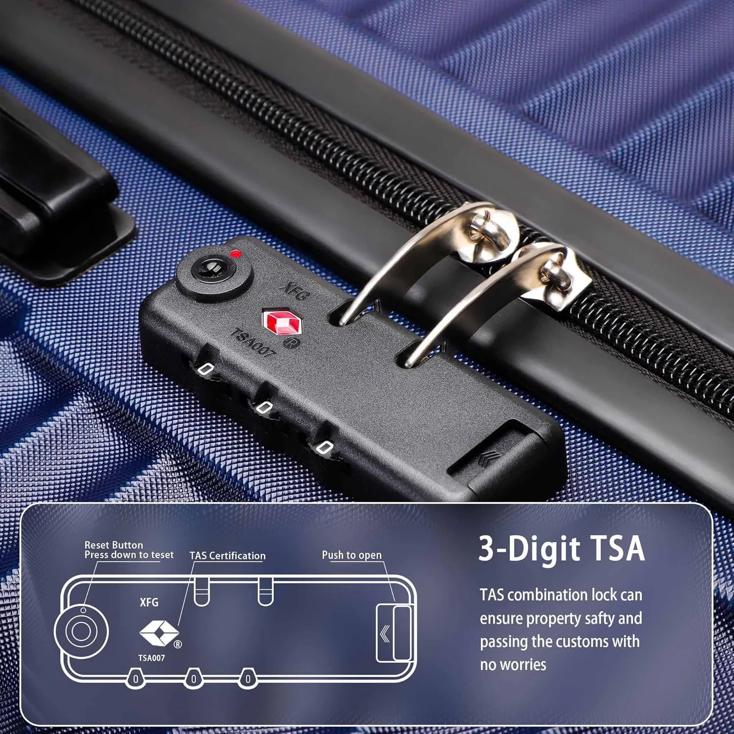Luggage Sets 3 Piece, Lightweight Suitcase with Spinner Wheels & TSA Lock, Expandable Hardside Suitcases, Hardshell Travel Luggage Set, 20in/24in/28in (Blue)