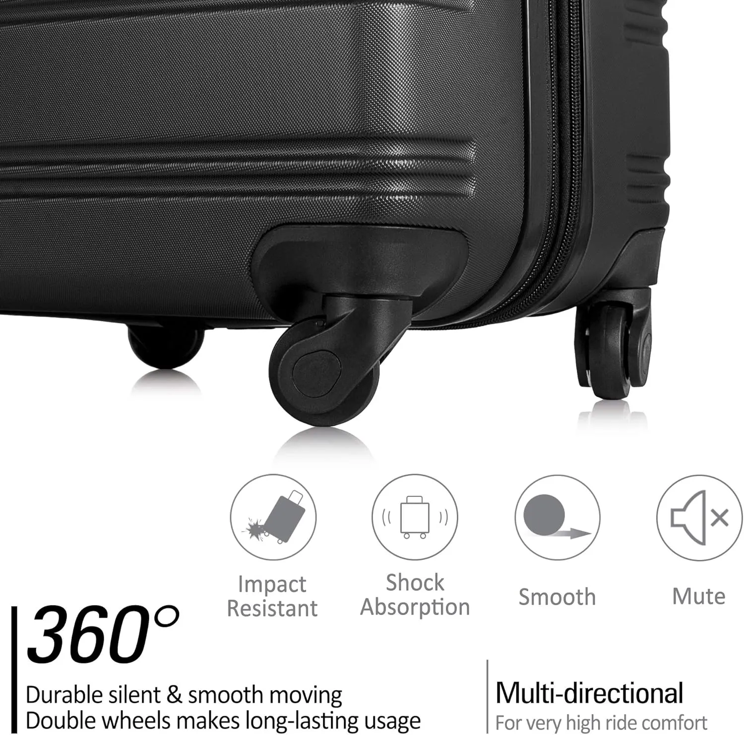 Luggage Sets New Model Expandable ABS Hardshell 3pcs Clearance Luggage Hardside Lightweight Durable Suitcase sets Spinner Wheels Suitcase with TSA Lock 20''24''28'' (3, Black-1)