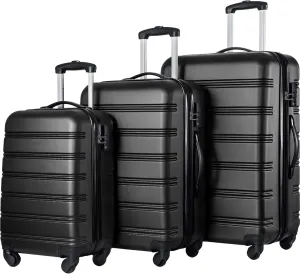 Luggage Sets New Model Expandable ABS Hardshell 3pcs Clearance Luggage Hardside Lightweight Durable Suitcase sets Spinner Wheels Suitcase with TSA Lock 20''24''28'' (3, Black-1)