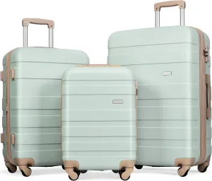 Luggage Sets New Model Expandable ABS Hardshell 3pcs Clearance Luggage Hardside Lightweight Durable Suitcase sets Spinner Wheels Suitcase with TSA Lock 20''24''28'' (3, Grey Green)