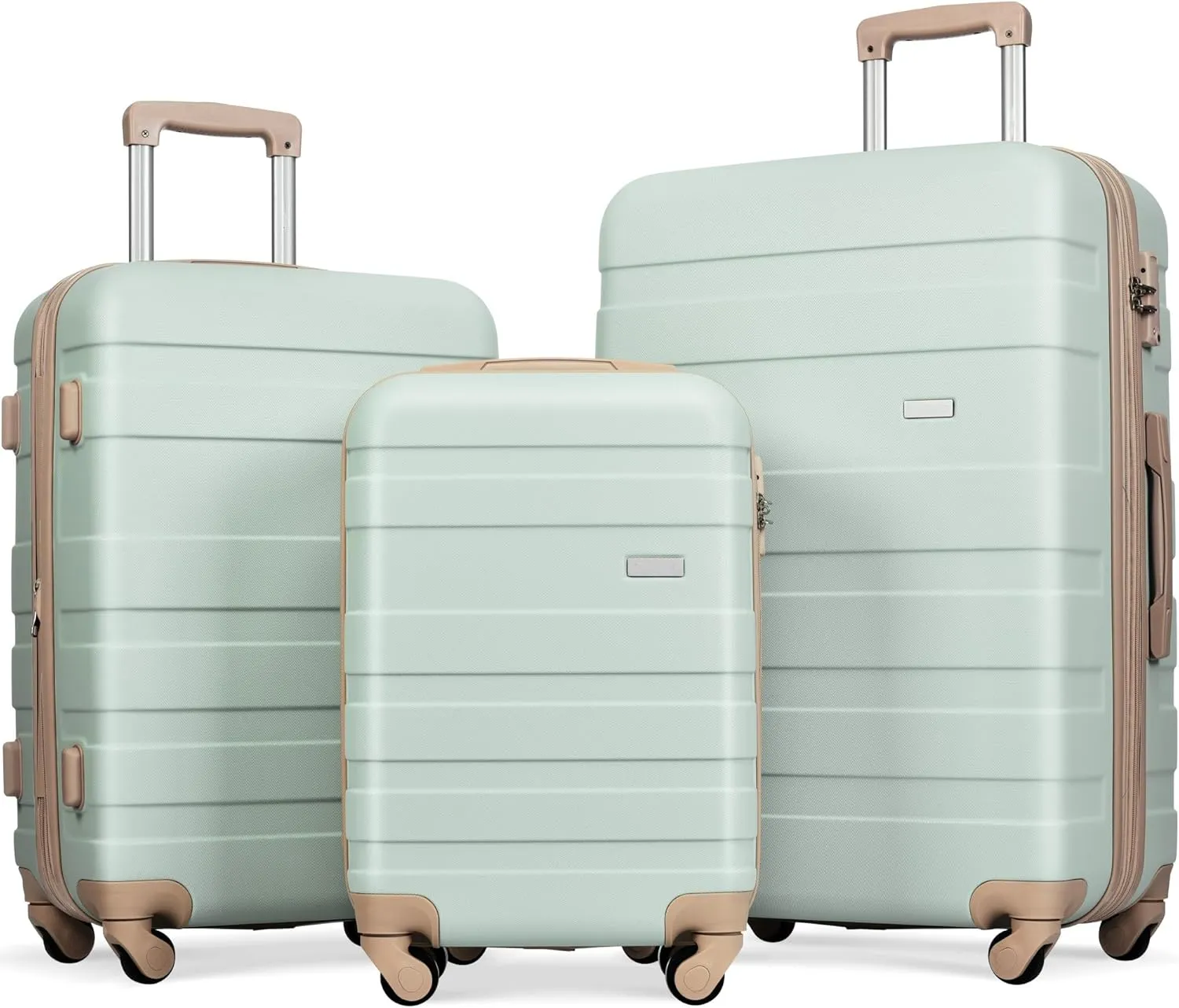 Luggage Sets New Model Expandable ABS Hardshell 3pcs Clearance Luggage Hardside Lightweight Durable Suitcase sets Spinner Wheels Suitcase with TSA Lock 20''24''28'' (3, Grey Green)