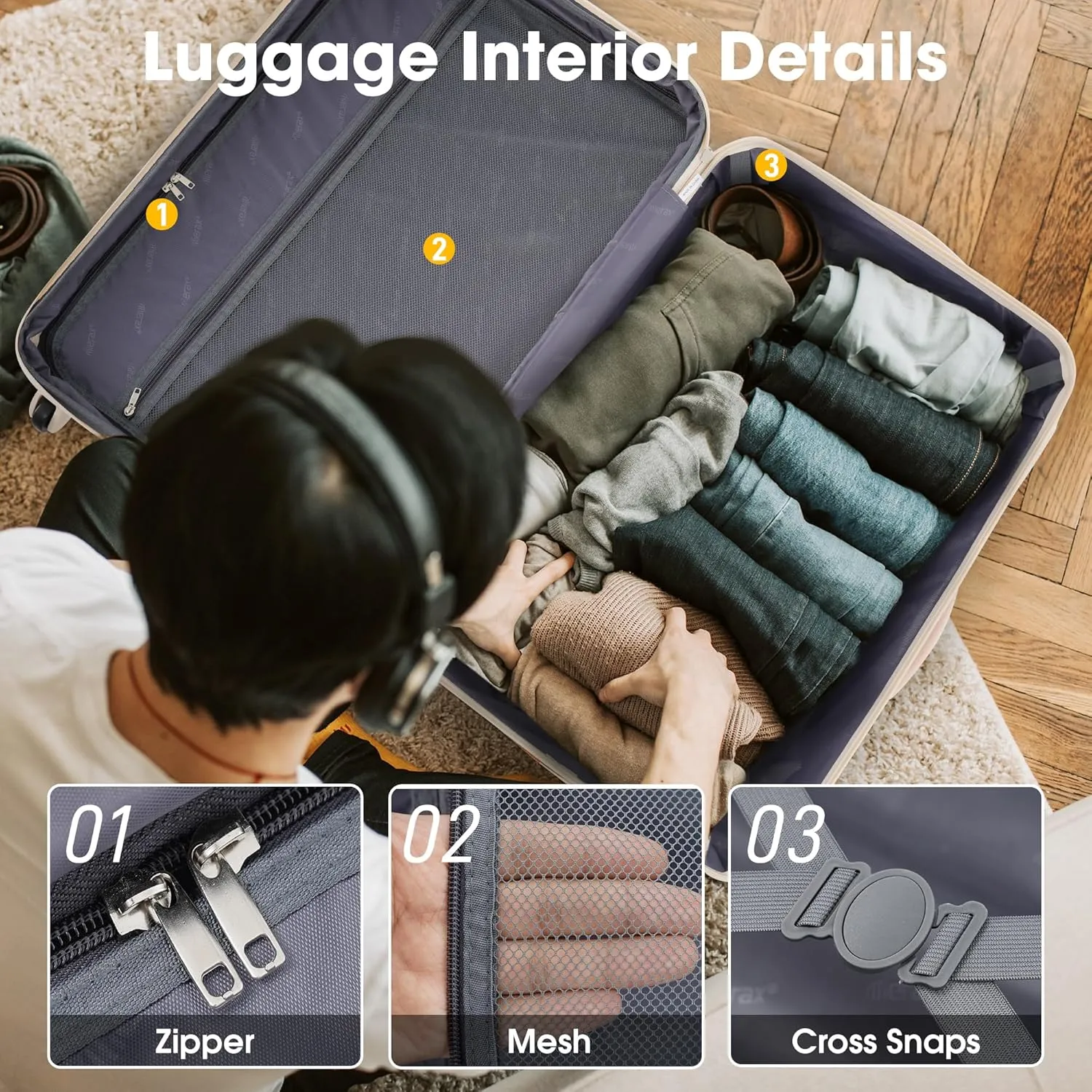 Luggage Sets New Model Expandable ABS Hardshell 3pcs Clearance Luggage Hardside Lightweight Durable Suitcase sets Spinner Wheels Suitcase with TSA Lock 20''24''28'' (3, Light Pink-1)