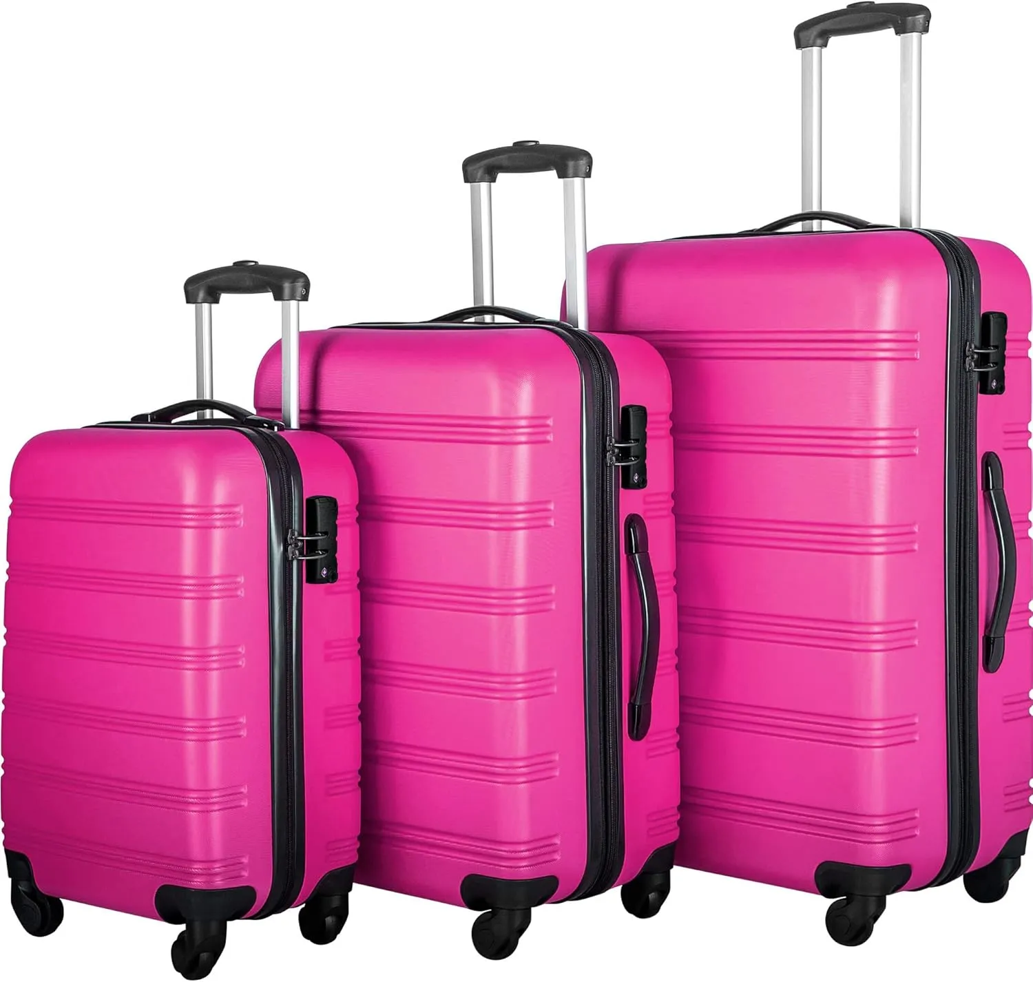 Luggage Sets New Model Expandable ABS Hardshell 3pcs Clearance Luggage Hardside Lightweight Durable Suitcase sets Spinner Wheels Suitcase with TSA Lock 20''24''28'' (3, Pink-1)
