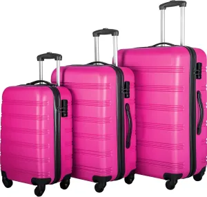 Luggage Sets New Model Expandable ABS Hardshell 3pcs Clearance Luggage Hardside Lightweight Durable Suitcase sets Spinner Wheels Suitcase with TSA Lock 20''24''28'' (3, Pink-1)