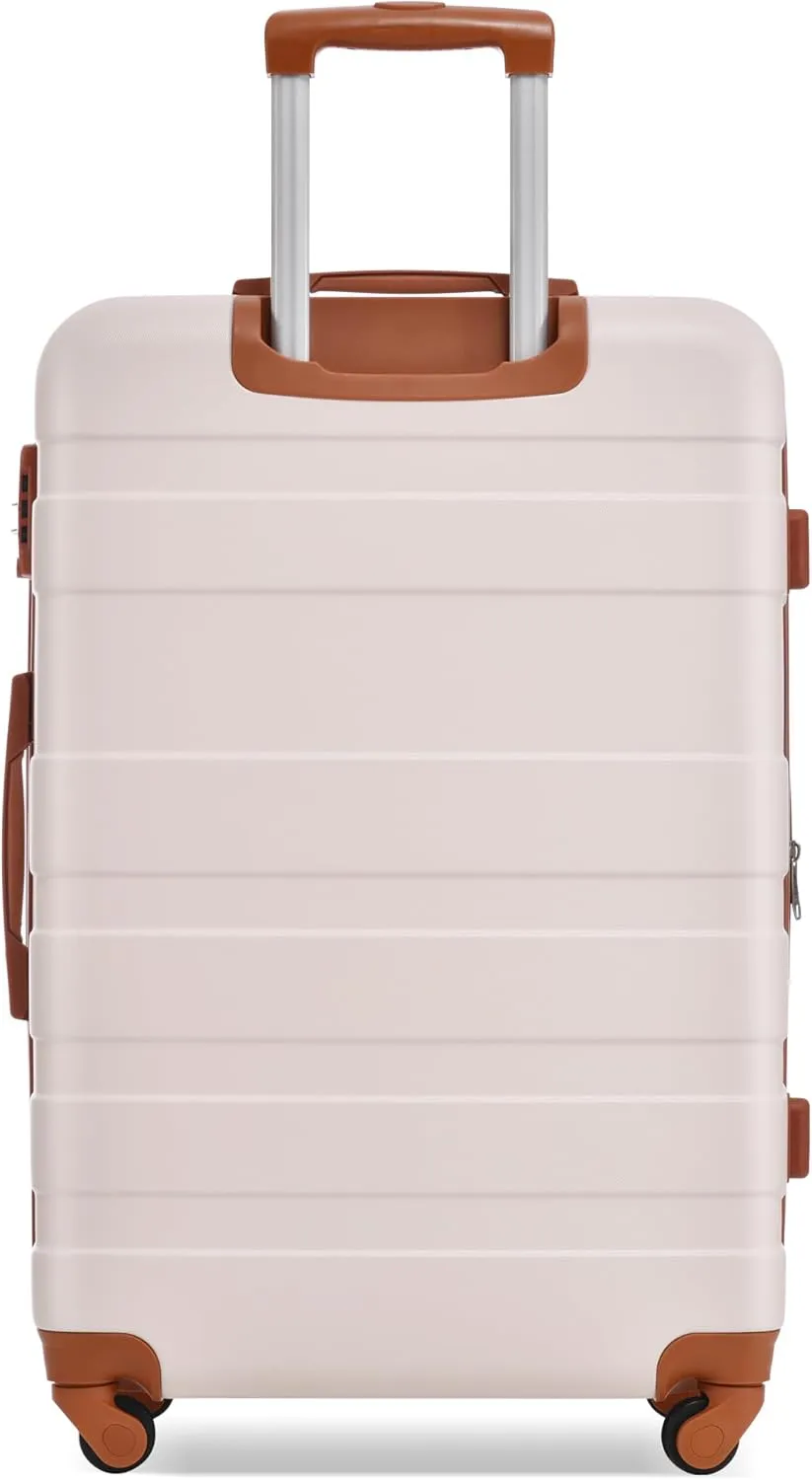 Luggage Sets New Model Expandable ABS Hardshell 3pcs Clearance Luggage Hardside Lightweight Durable Suitcase sets Spinner Wheels Suitcase with TSA Lock 20''24''28'' (3, pink and brown)