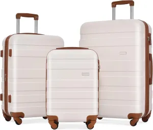 Luggage Sets New Model Expandable ABS Hardshell 3pcs Clearance Luggage Hardside Lightweight Durable Suitcase sets Spinner Wheels Suitcase with TSA Lock 20''24''28'' (3, pink and brown)