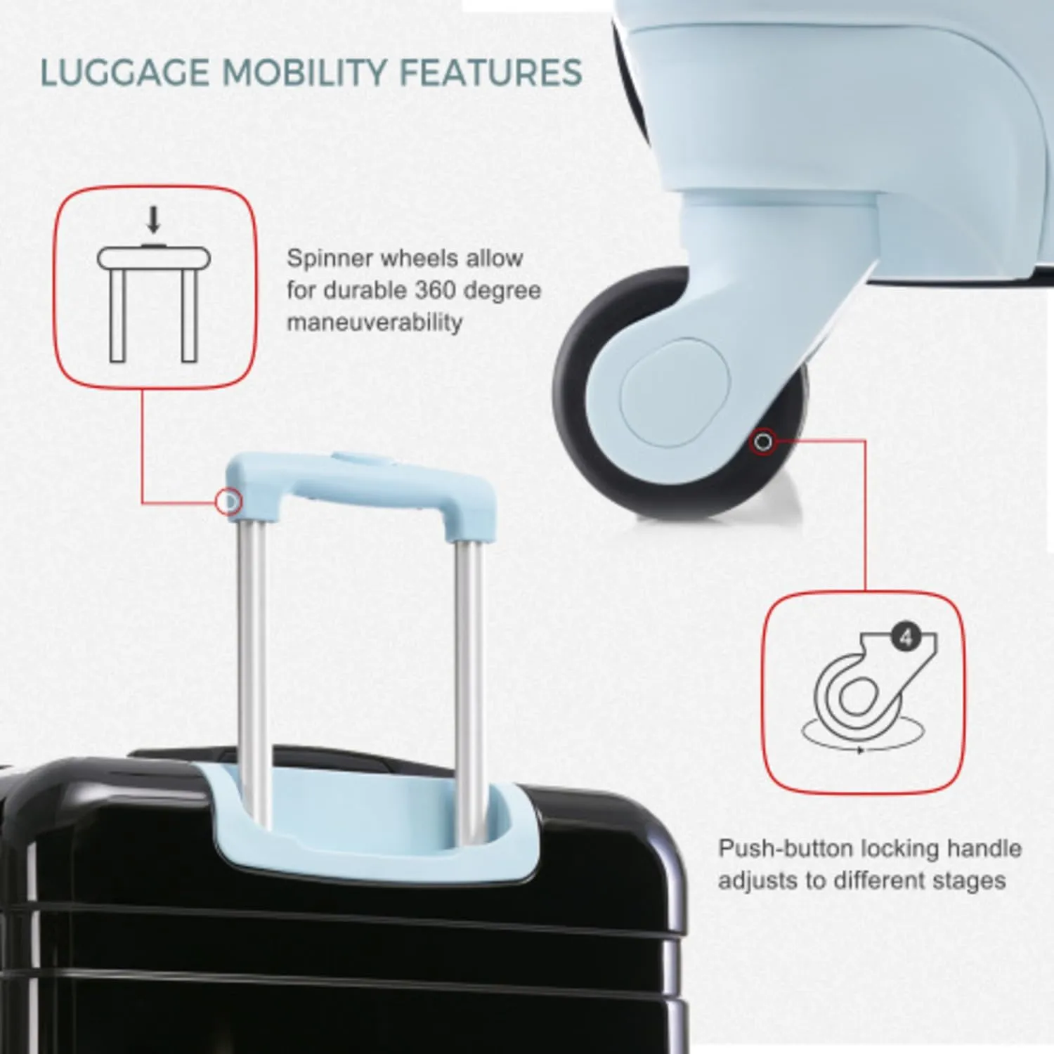 Luggage Sets New Model Expandable ABS Hardshell 3pcs Clearance Luggage Hardside Lightweight Durable Suitcase sets Spinner Wheels Suitcase with TSA Lock 20''24''28'' (Blue)