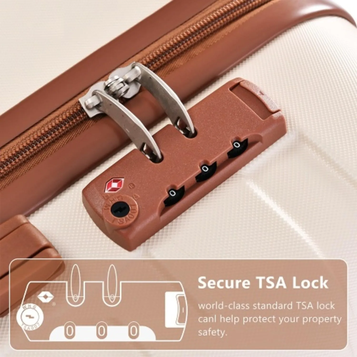 Luggage Sets New Model Expandable ABS Hardshell 3pcs Clearance Luggage Hardside Lightweight Durable Suitcase sets Spinner Wheels Suitcase with TSA Lock 20''24''28'' (Ivory and Brown)